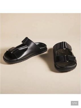 Anthropologie Double-Strap Slide Leather Sandals Size 9